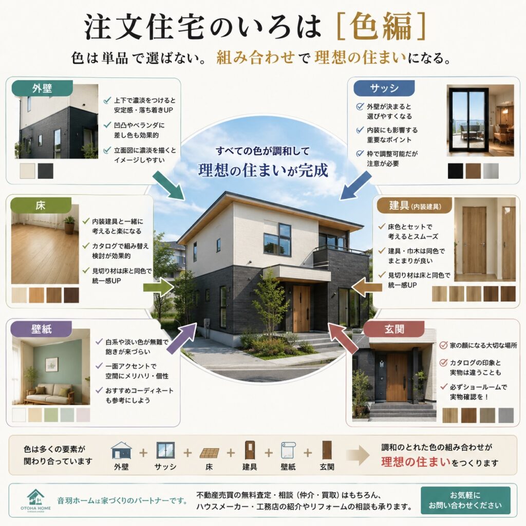 注文住宅の色は、完成をイメージして、カタログだけでなく、ショールームへ。